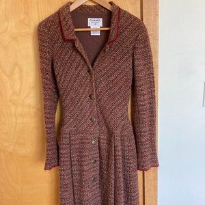CHANEL Brown tweed shirt dress, size 36